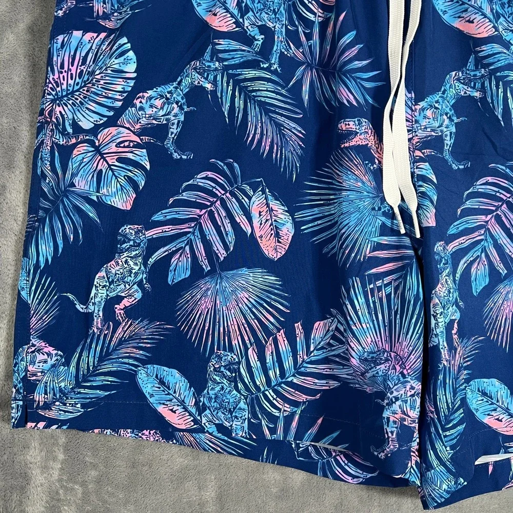 Chubbies Swim Trunks Mens 2XL New Prehistoric Blues 5.5'' Dinosaur T Rex Floral